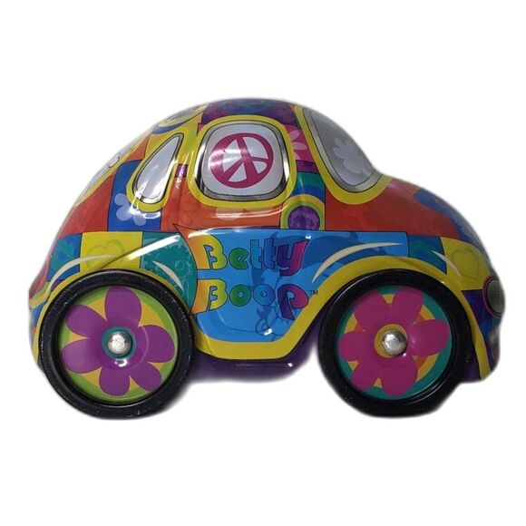 Vintage Y2K Betty Boop Bug Beetle Car Shaped Decorative Tin Box - Picture 2 of 9